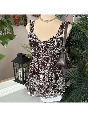 brown y2k babydoll tank top